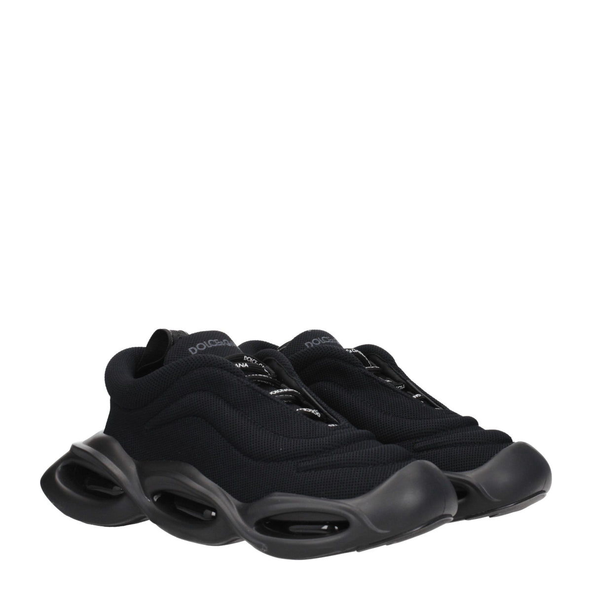 Dolce & Gabbana Schwarze Stoff-Sneaker mit klobiger Sohle