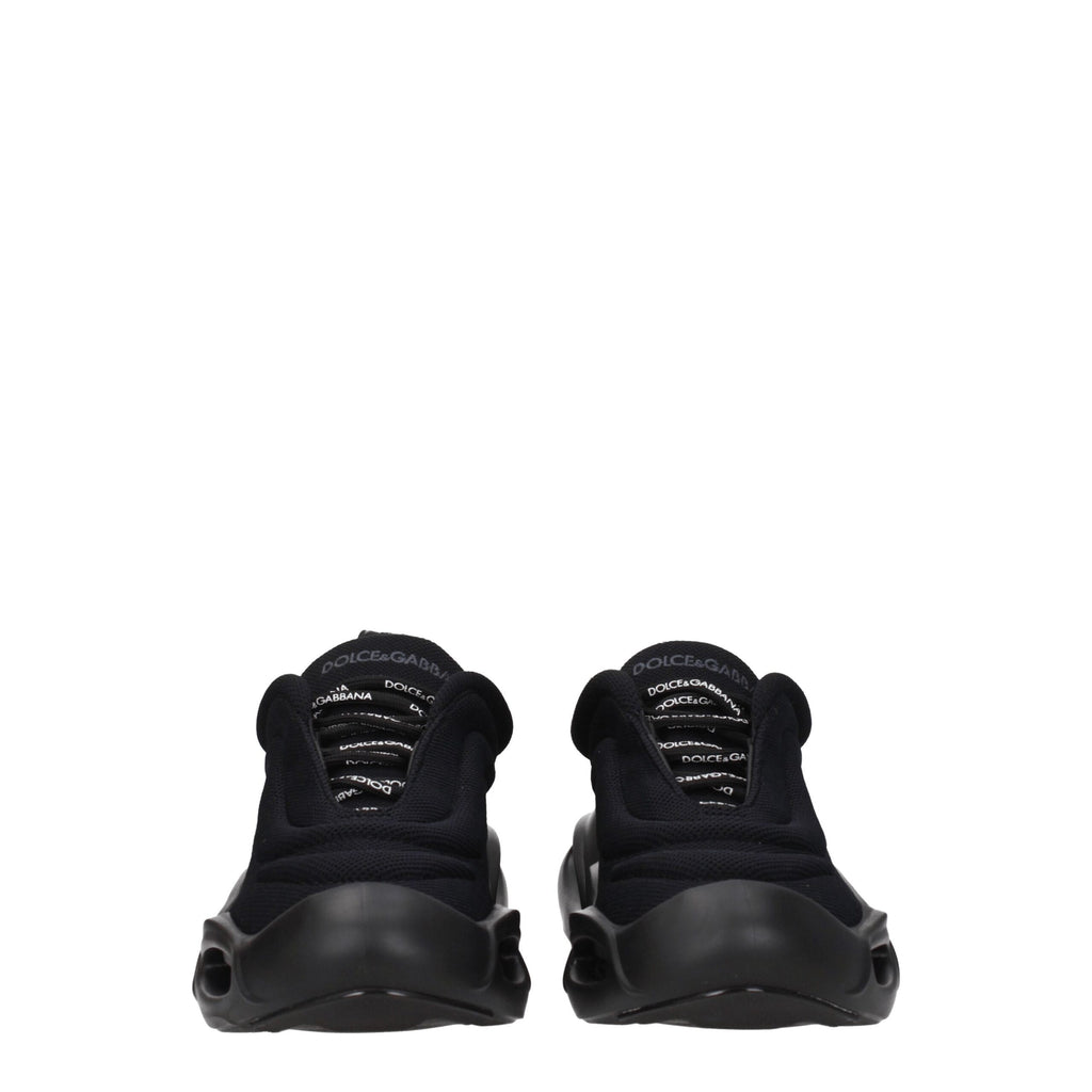 Dolce & Gabbana Schwarze Stoff-Sneaker mit klobiger Sohle