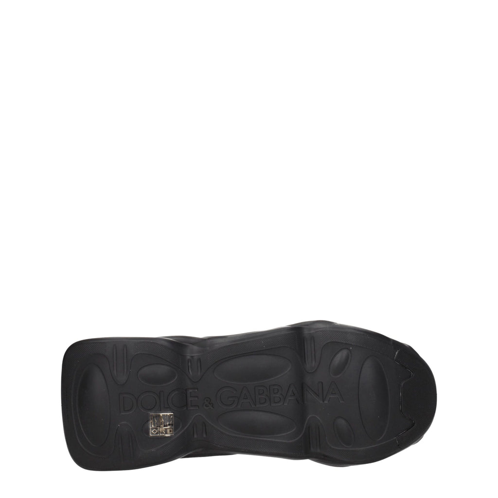 Dolce & Gabbana Schwarze Stoff-Sneaker mit klobiger Sohle