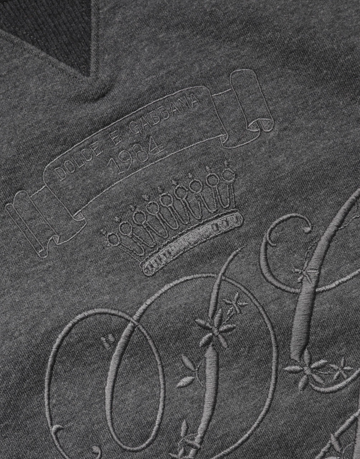 Dolce & Gabbana Grauer DG Logo-Pullover mit Stickerei