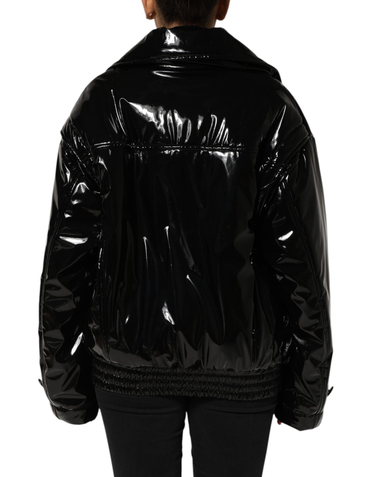 Dolce & Gabbana Polyester Schwarzer gesteppter Puffermantel Jacke