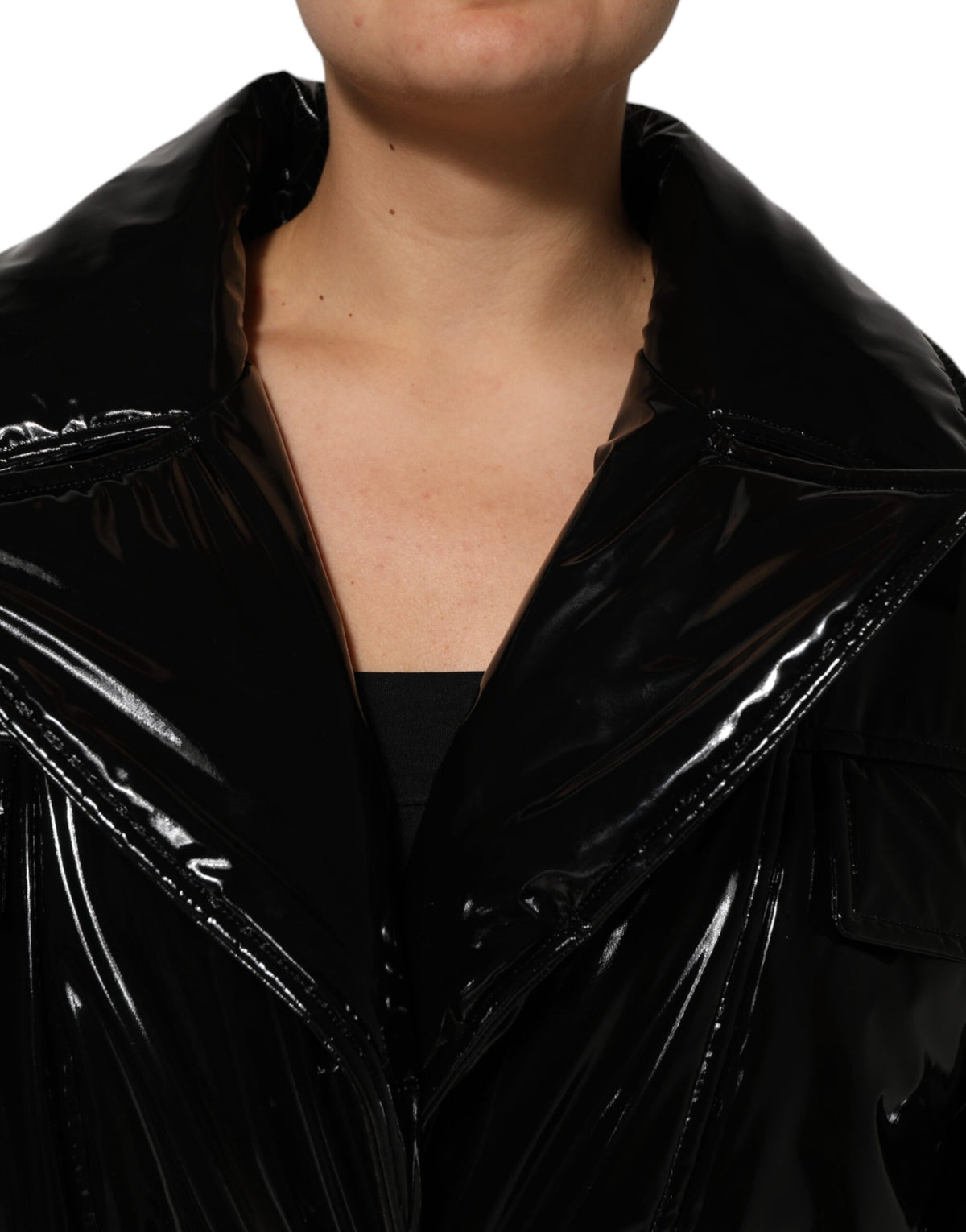 Dolce & Gabbana Polyester Schwarzer gesteppter Puffermantel Jacke