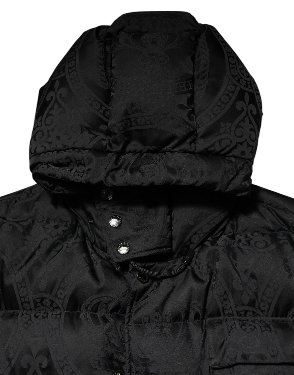 Dolce & Gabbana Schwarze Jacquard-Kapuzenjacke mit Steppmuster