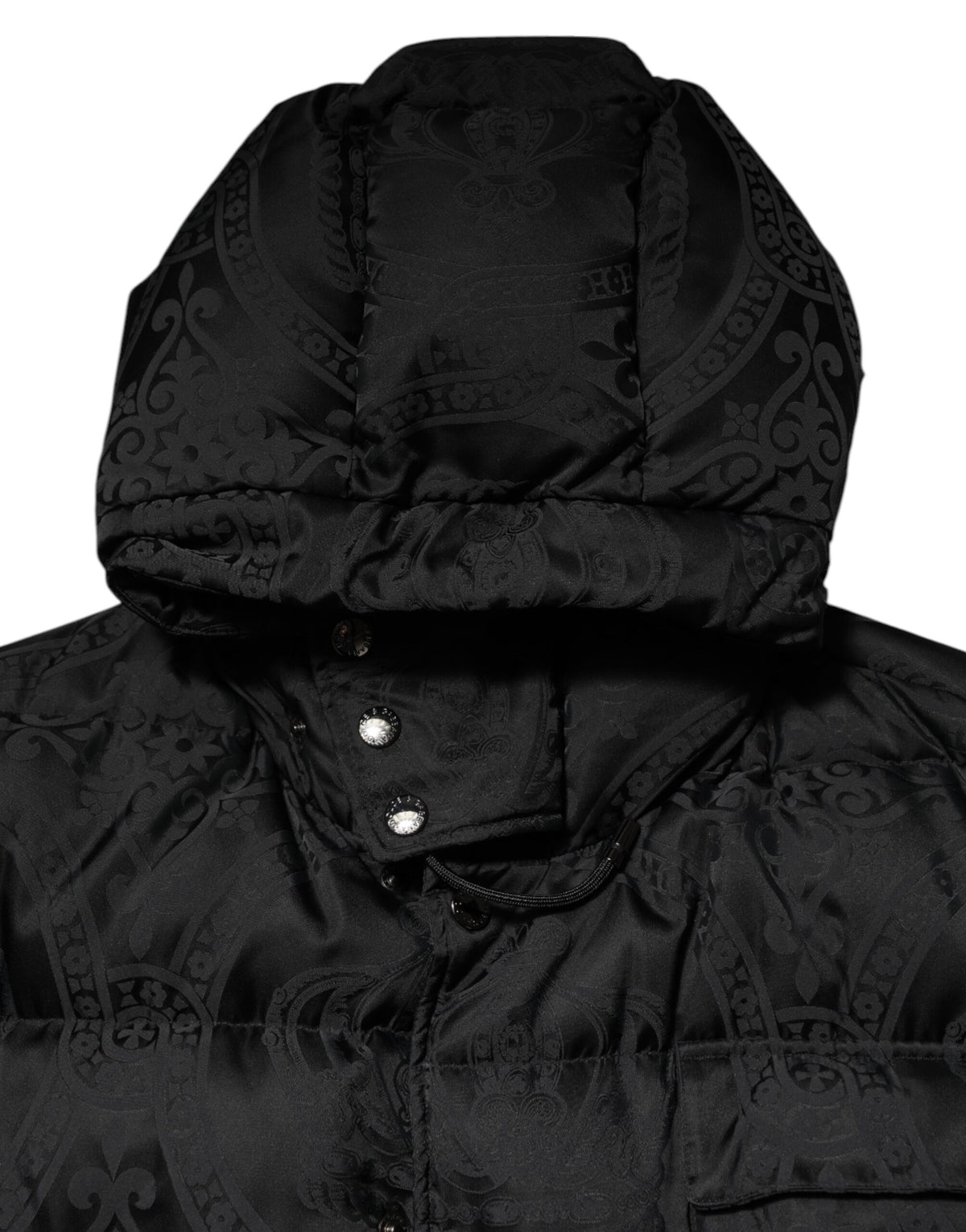 Dolce & Gabbana Schwarze Jacquard-Kapuzenjacke mit Steppmuster