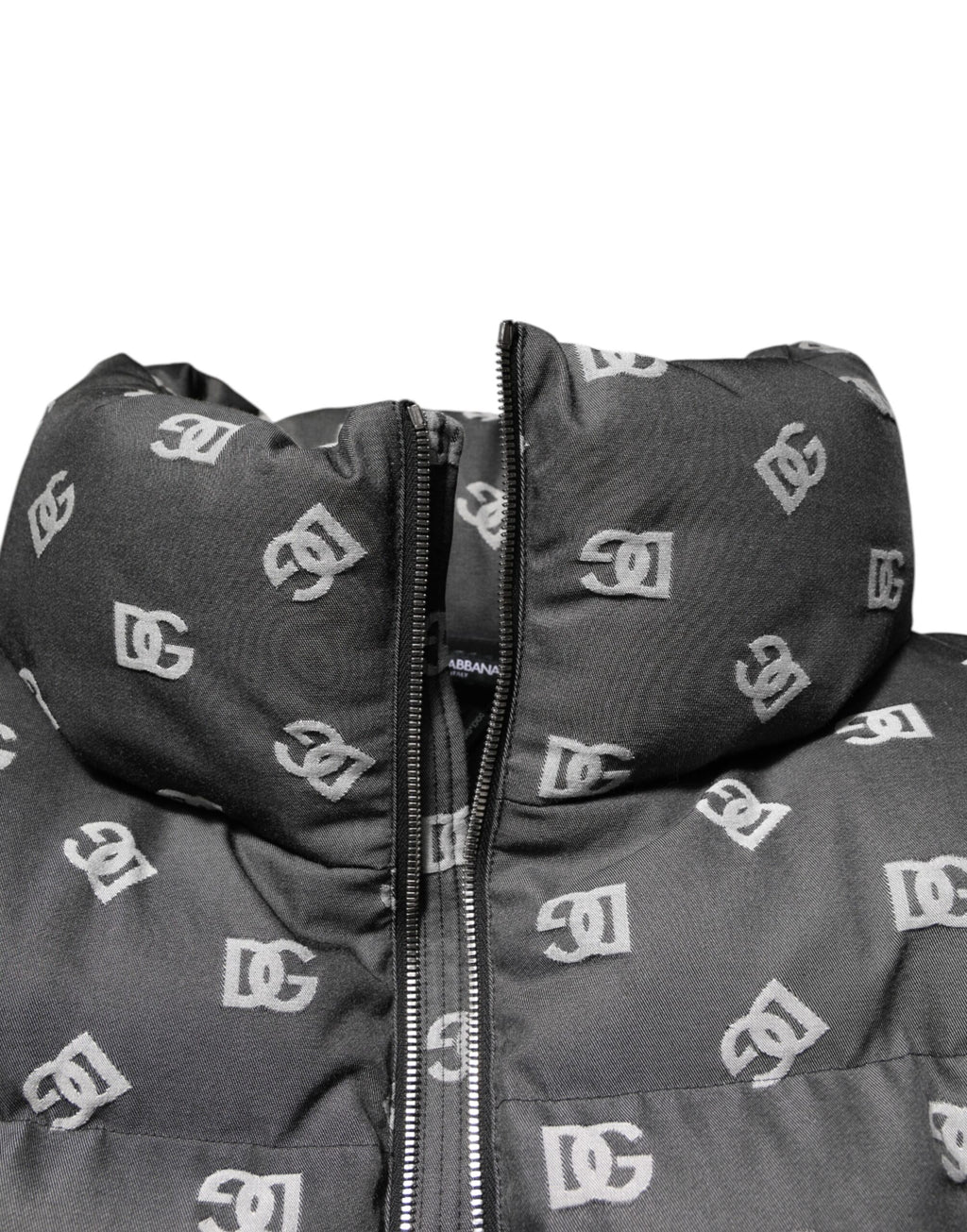 Dolce & Gabbana Schwarze DG Monogram Full Zip Pufferjacke für Männer