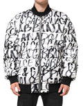 Dolce & Gabbana Weiß Schwarz Graffiti Logo Puffer Bomberjacke