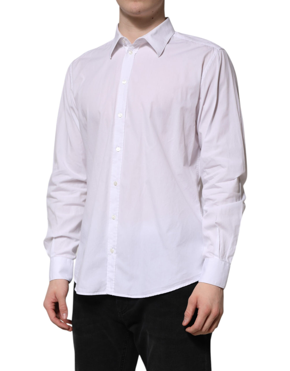 Dolce & Gabbana Weißes STAFF Hemd aus Baumwolle mit langen Ärmeln Forma