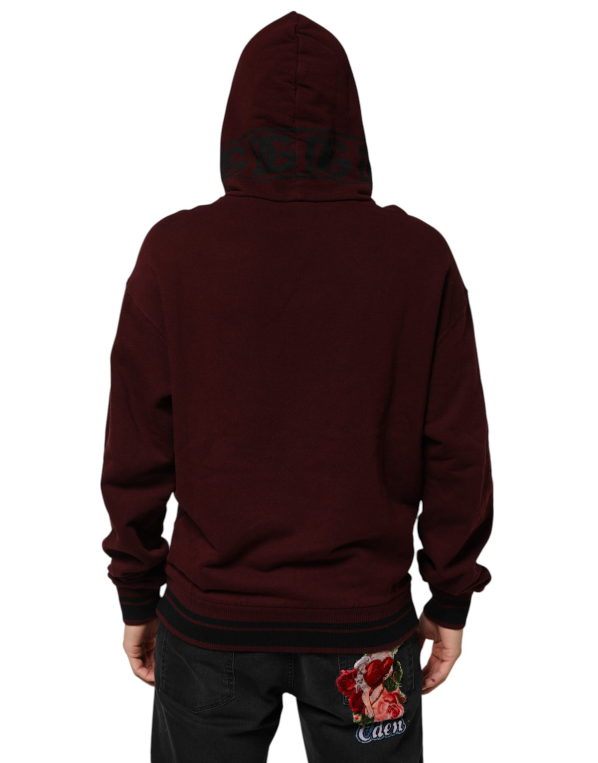 Dolce & Gabbana Burgundy Cotton Plaid gefüttert Männer Hoodie Pullover