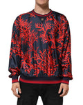 Dolce & Gabbana Marineblauer Pullover mit Korallendruck Pullover aus Seide