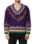 Dolce & Gabbana Lila Wolle DG Logo Herren Strickpullover Pullover