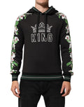 Dolce & Gabbana KING Kapuzenpullover mit Blumenkrone und schwarzer Orchidee