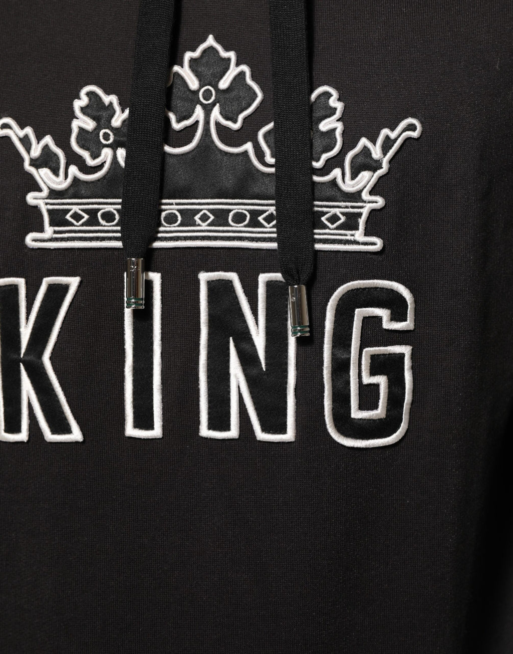 Dolce & Gabbana KING Kapuzenpullover mit Blumenkrone und schwarzer Orchidee