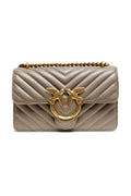 PINKO Graue Leder Love One Mini Umhängetasche