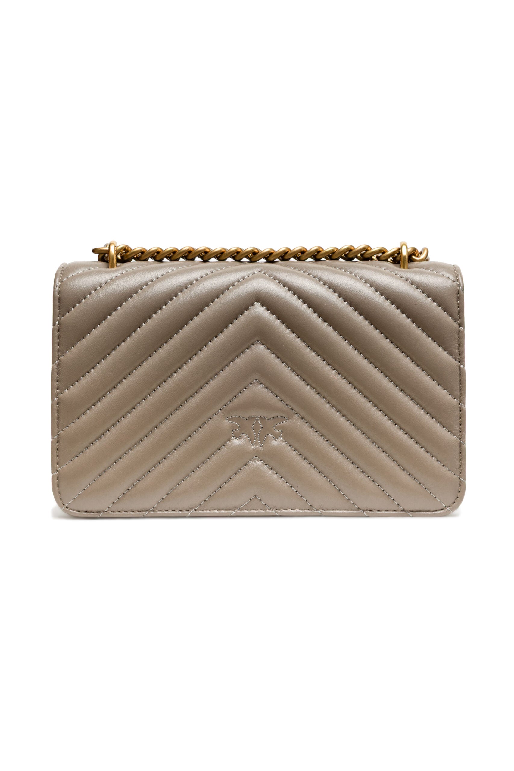 PINKO Graue Leder Love One Mini Umhängetasche
