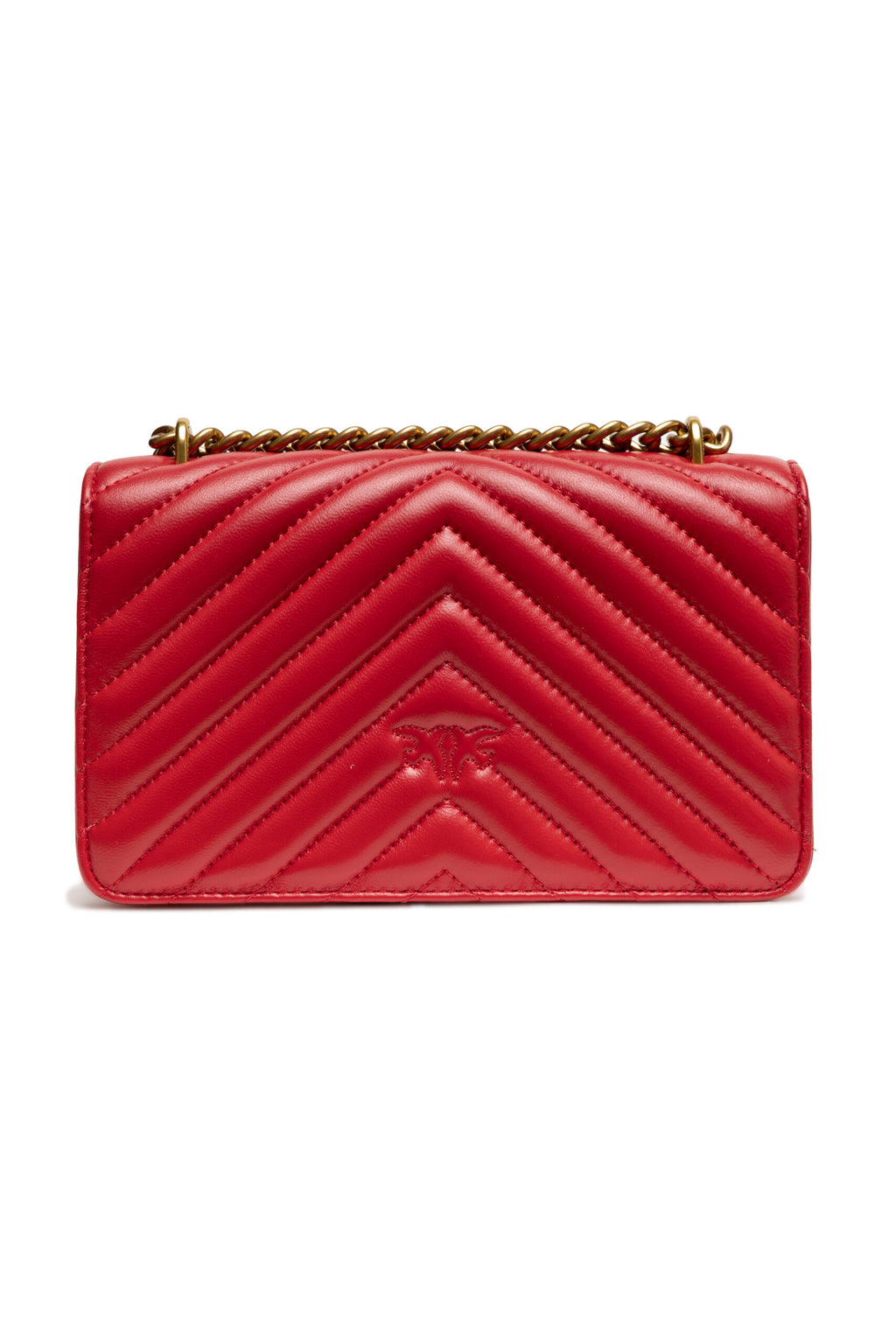 PINKO Rote Leder Love One Mini Umhängetasche