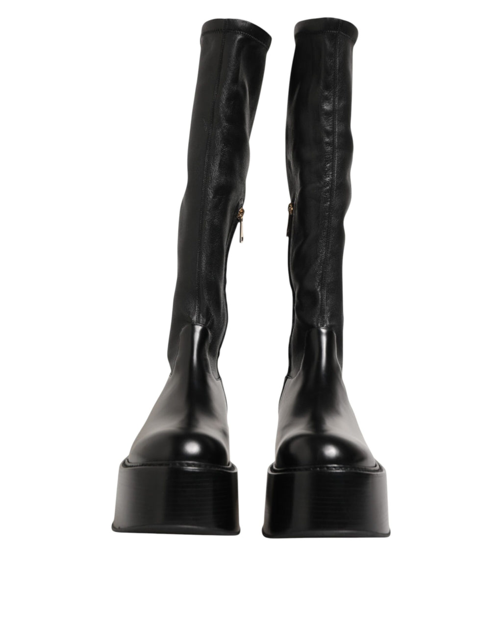 Dolce & Gabbana Schwarzes Logo Plaque Over The Calf Stiefel Schuhe