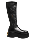 Dolce & Gabbana Schwarzes Logo Plaque Over The Calf Stiefel Schuhe