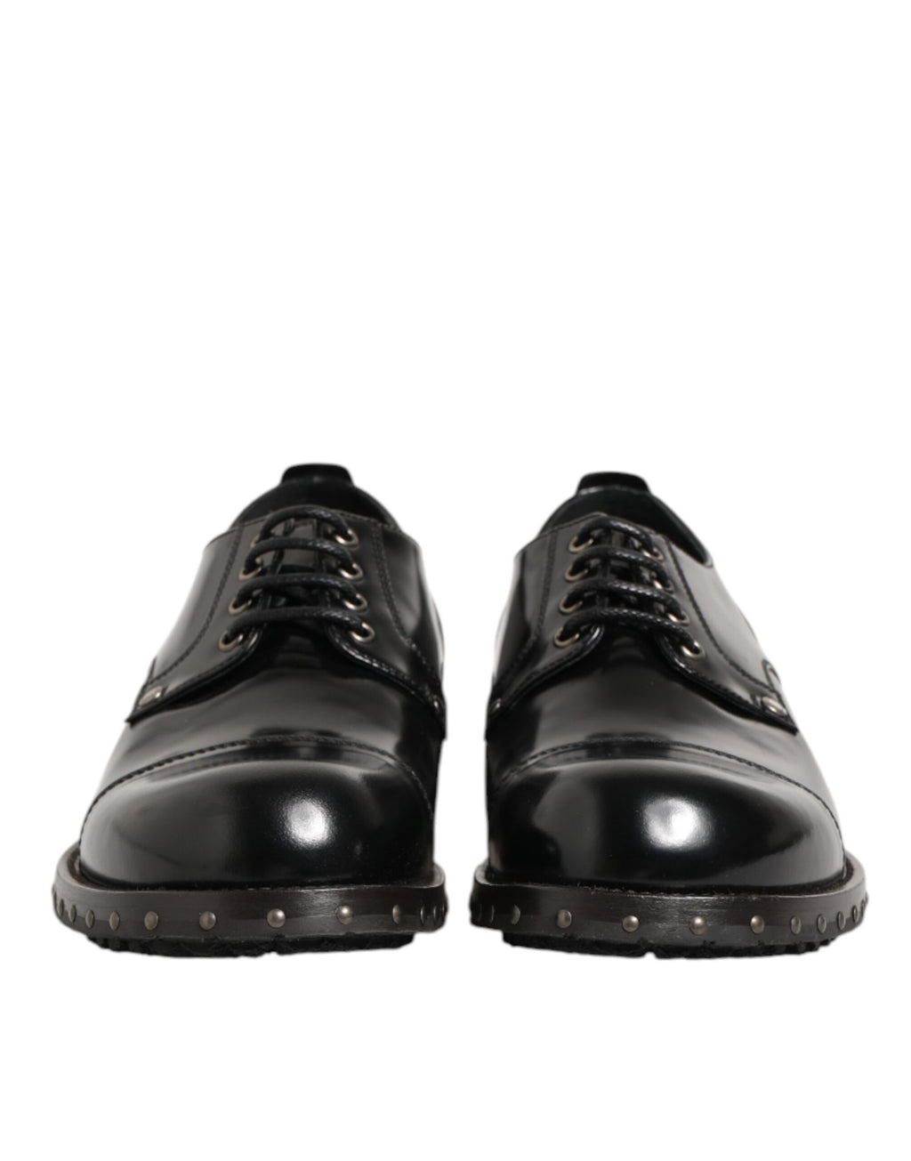 Dolce & Gabbana Schwarze, mit Nieten besetzte Lederschnürschuhe für Herren