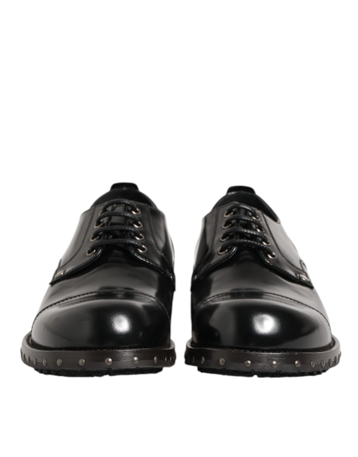 Dolce & Gabbana Schwarze, mit Nieten besetzte Lederschnürschuhe für Herren
