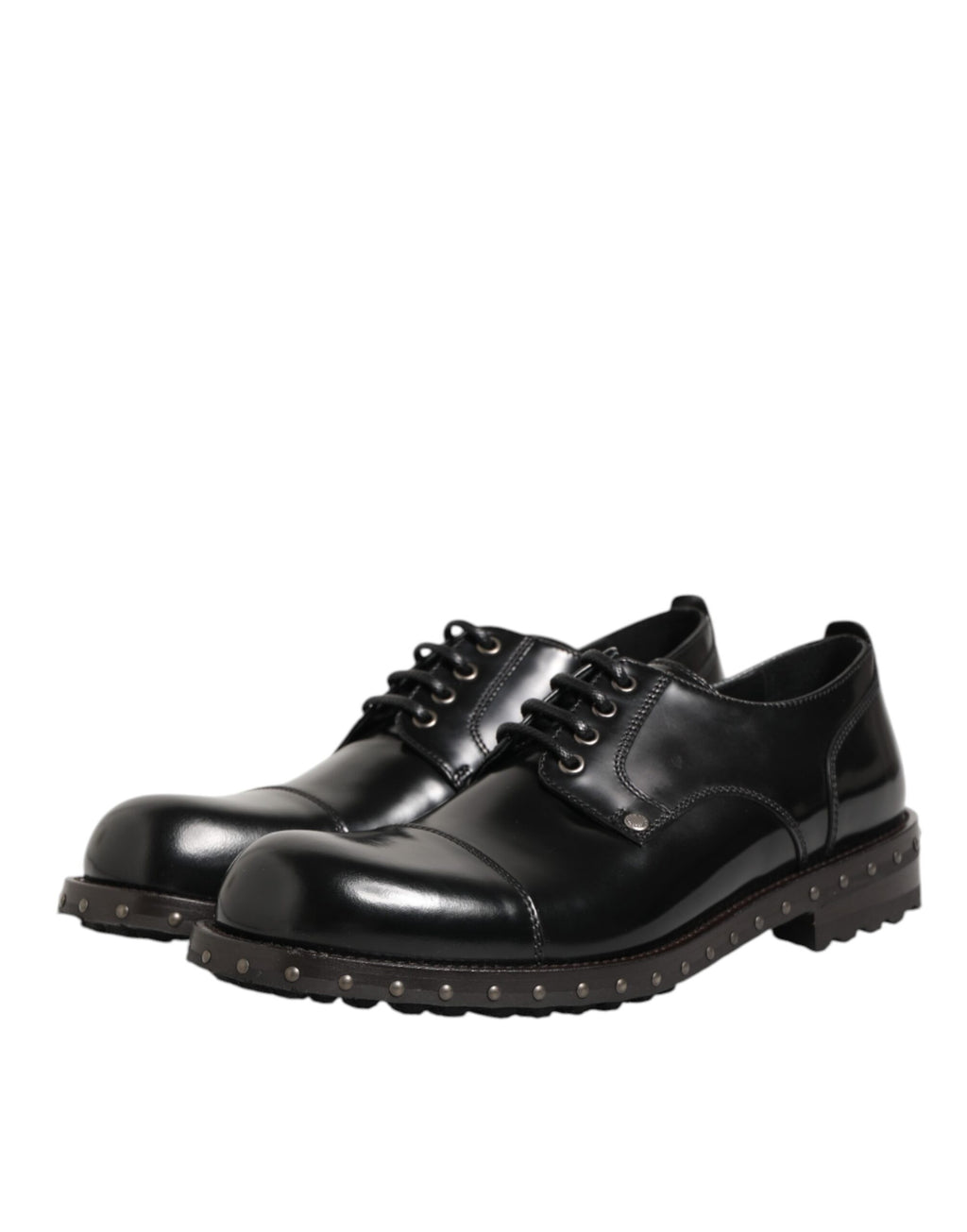 Dolce & Gabbana Schwarze, mit Nieten besetzte Lederschnürschuhe für Herren