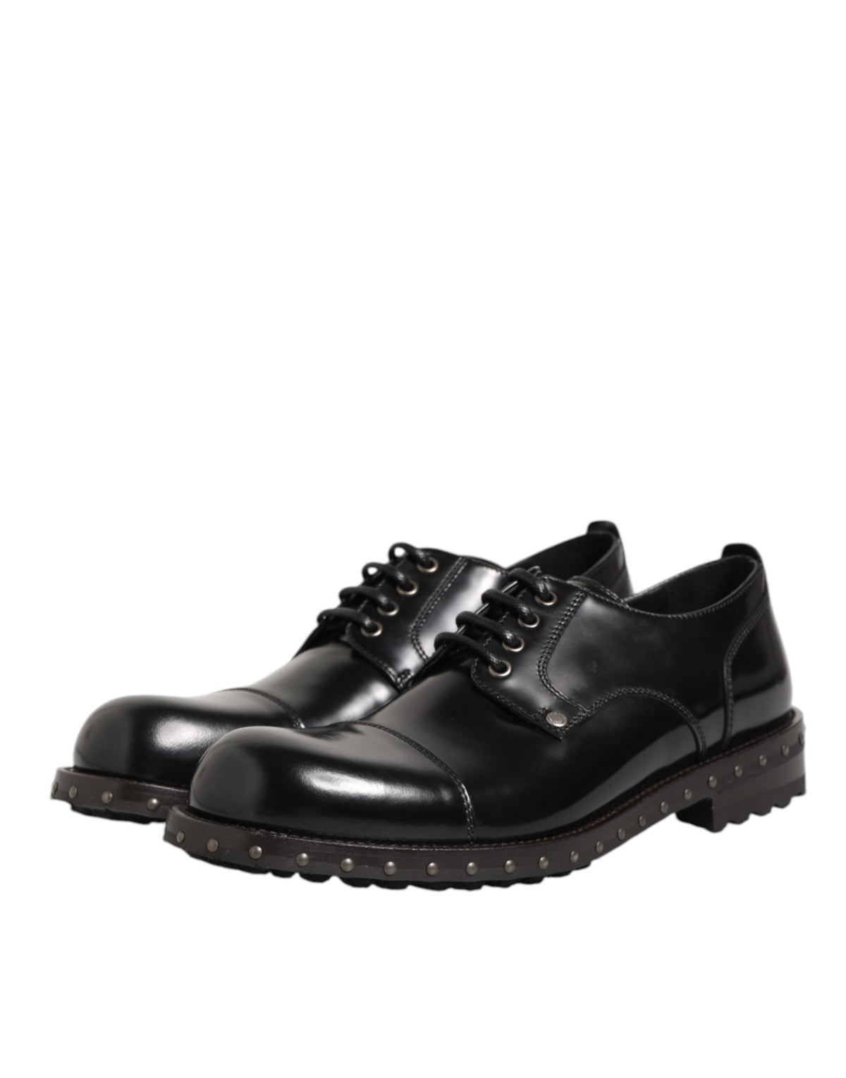 Dolce & Gabbana Schwarze, mit Nieten besetzte Lederschnürschuhe für Herren