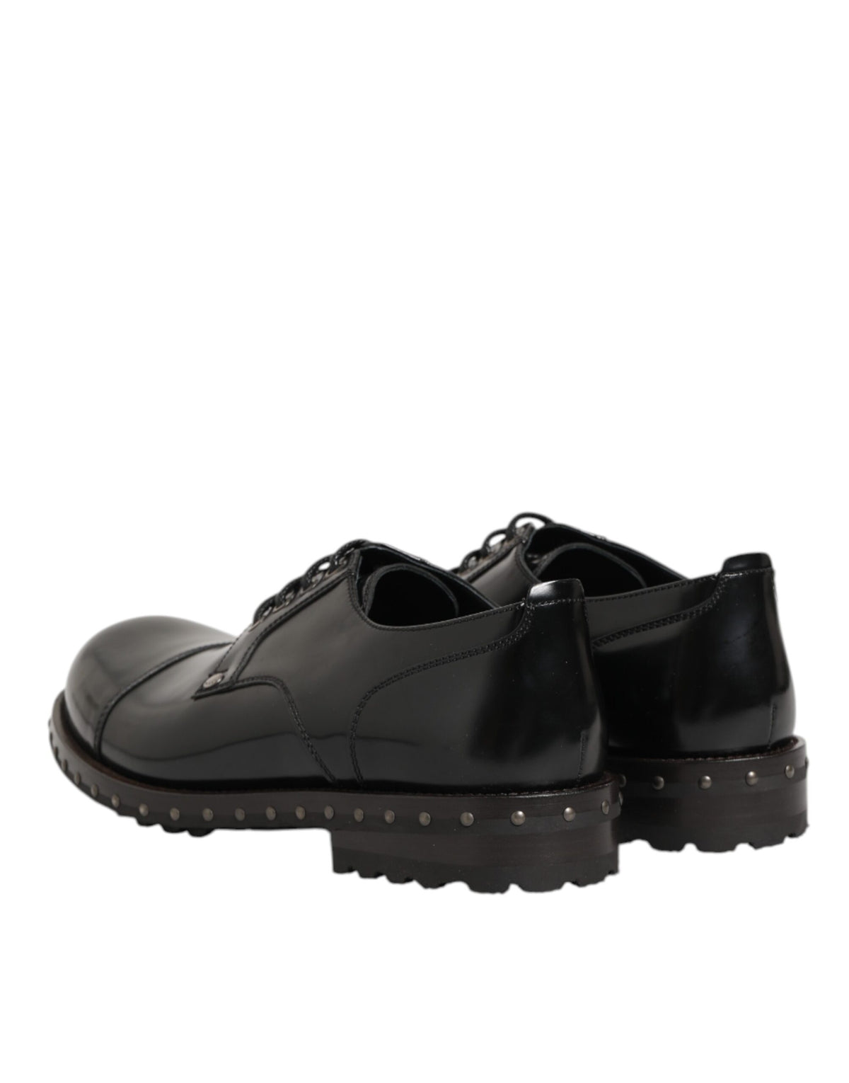 Dolce & Gabbana Schwarze, mit Nieten besetzte Lederschnürschuhe für Herren
