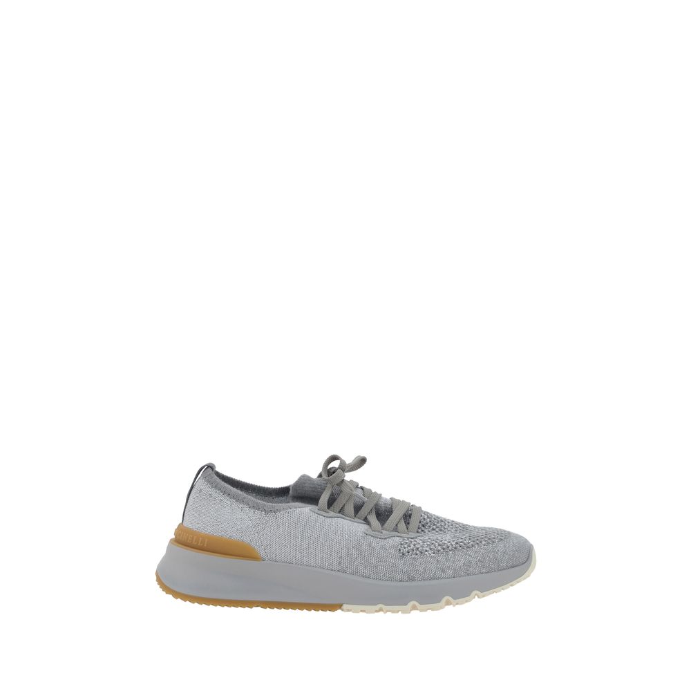Brunello Cucinelli Graue Sneaker aus Baumwolle im Athletic-Stil