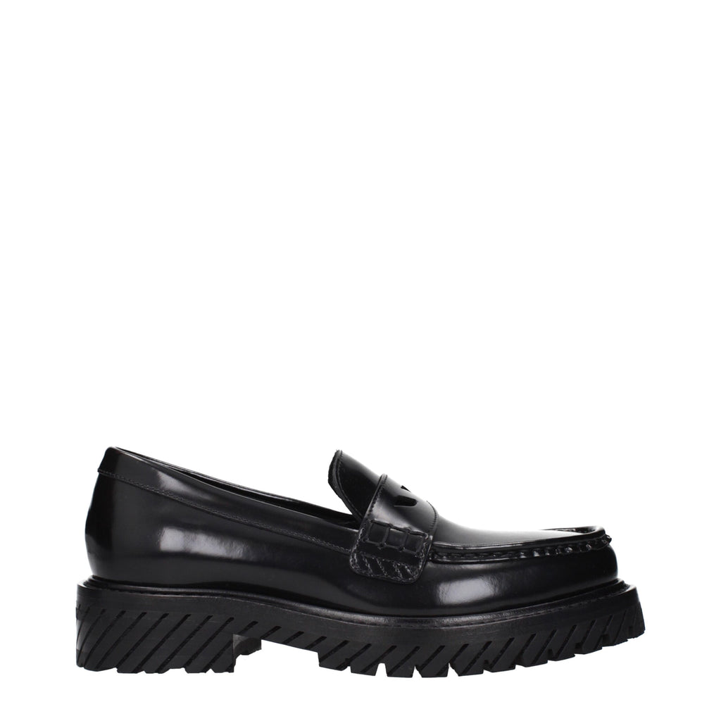 Off-White Schwarze Leder Loafer zum Hineinschlüpfen