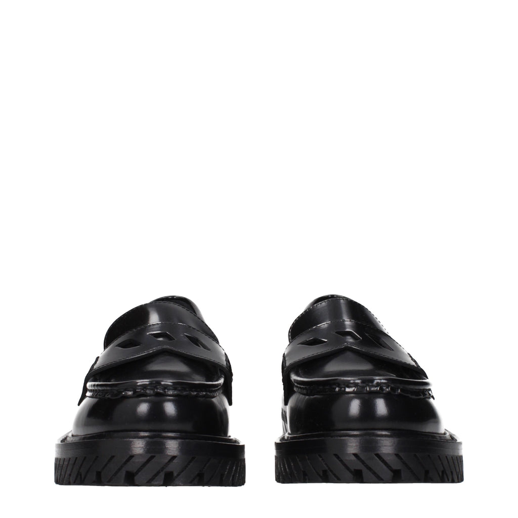 Off-White Schwarze Leder Loafer zum Hineinschlüpfen