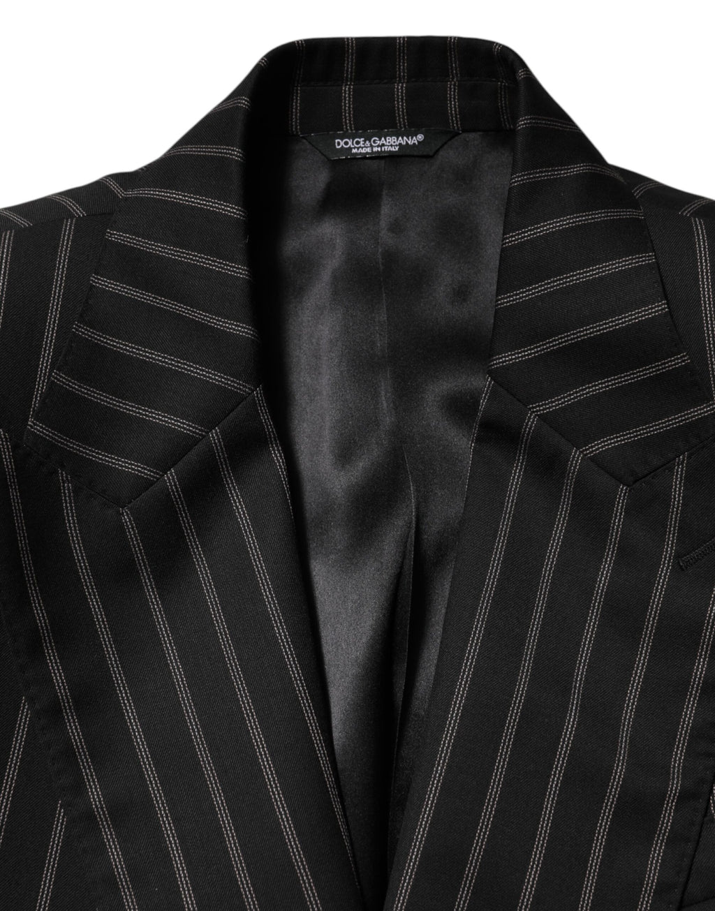 Dolce & Gabbana Schwarz gestreifter SICILIA 1-Knopf Anzug Blazer