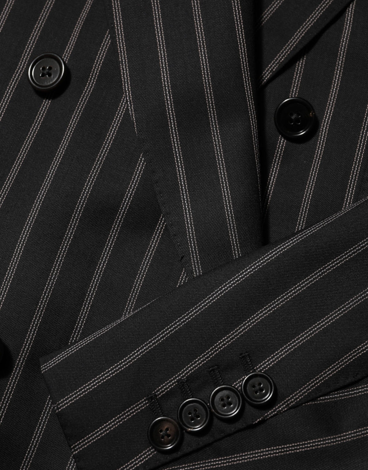 Dolce & Gabbana Schwarz gestreifter SICILIA 1-Knopf Anzug Blazer