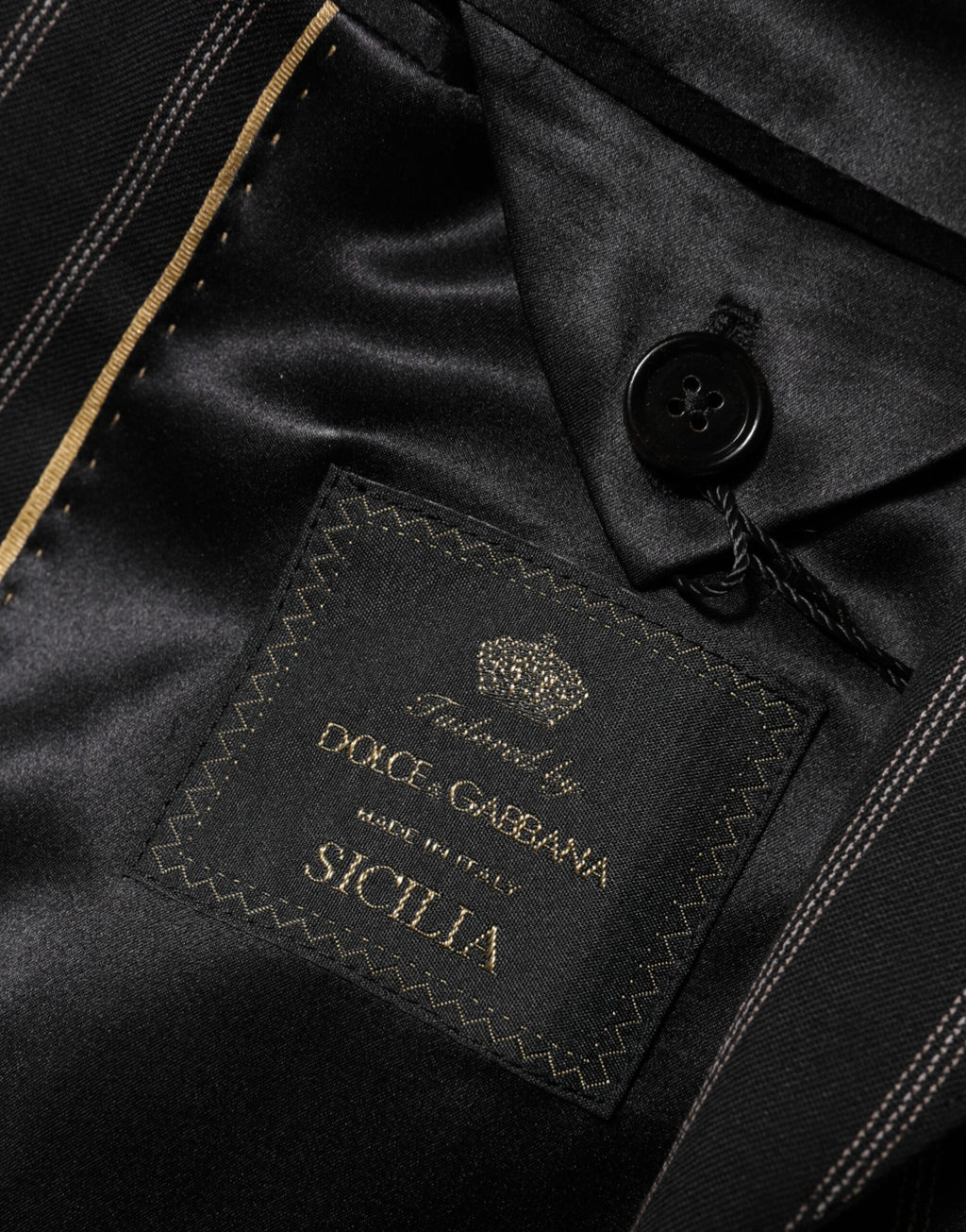 Dolce & Gabbana Schwarz gestreifter SICILIA 1-Knopf Anzug Blazer