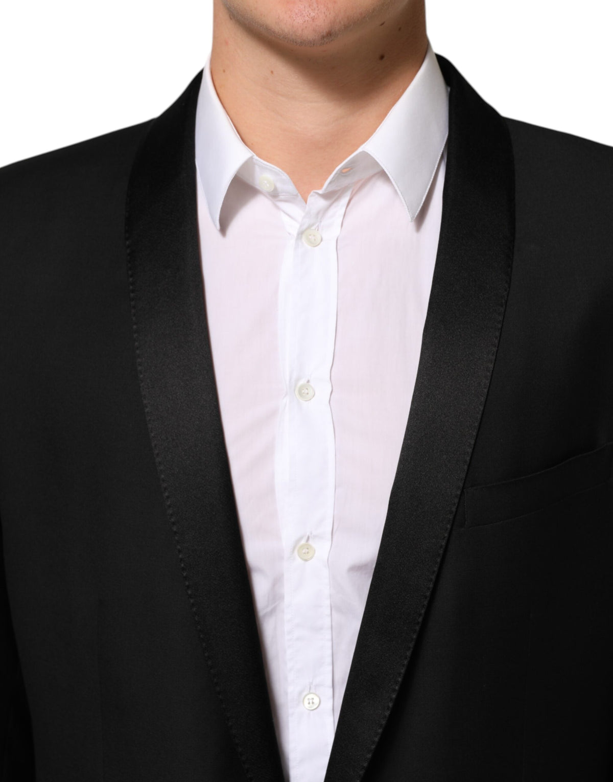 Dolce & Gabbana Schwarz Wolle GOLD 1 Knopf Männer Anzug Blazer