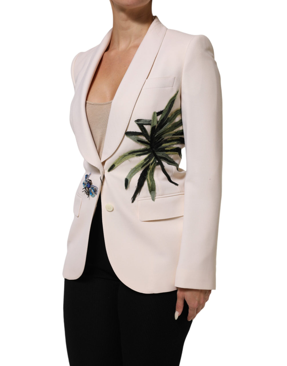 Dolce & Gabbana Beige bestickte einreihige Jacke