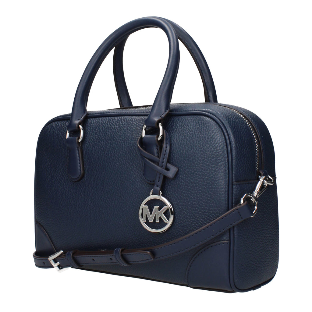 Blaue Lederhandtasche