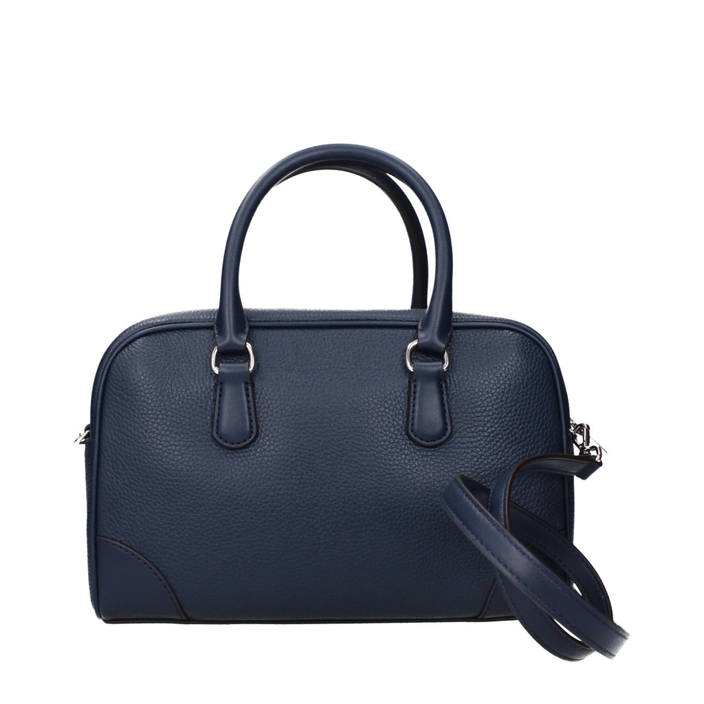 Blaue Lederhandtasche