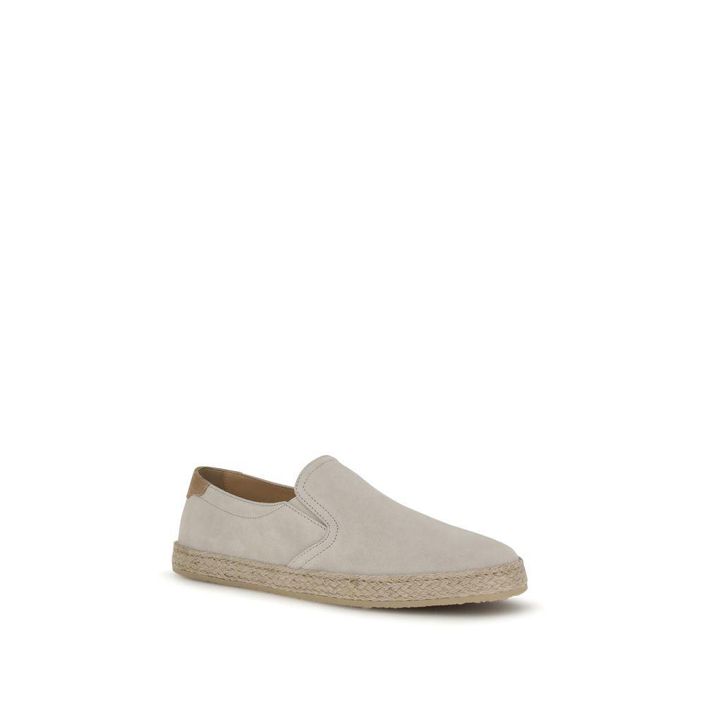Brunello Cucinelli Graue Bos Taurus Kalbsleder Low-Top-Sneaker