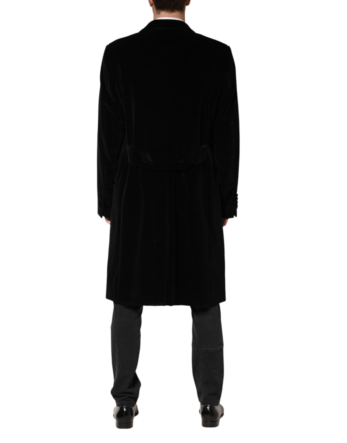 Dolce & Gabbana Schwarzer Baumwoll-Samt-Trenchcoat