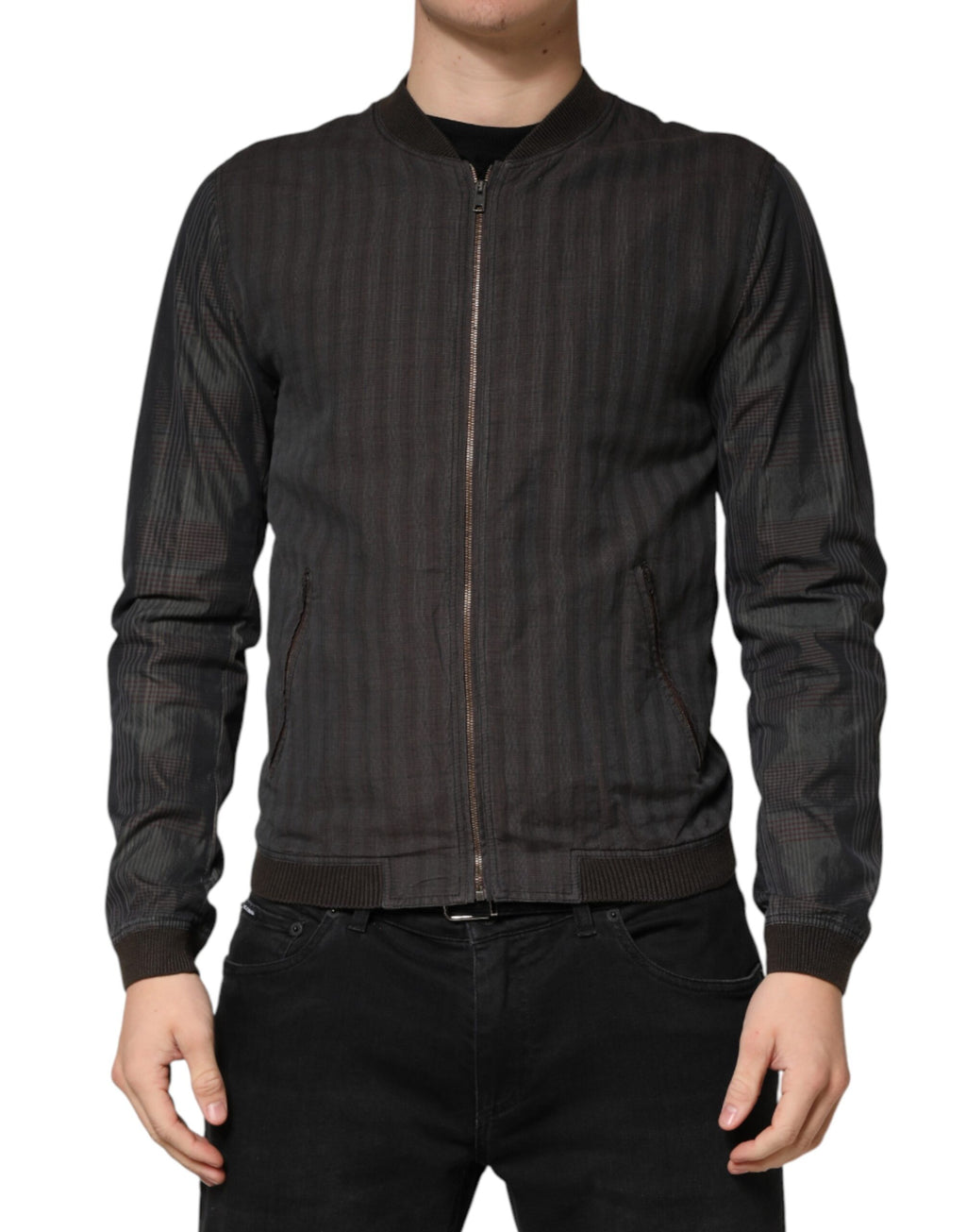 Dolce & Gabbana Schwarze Bomberjacke aus Baumwolle mit durchgehendem Reißverschluss