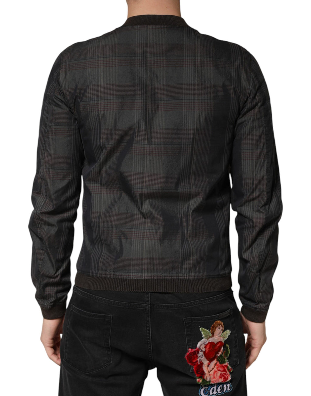 Dolce & Gabbana Schwarze Bomberjacke aus Baumwolle mit durchgehendem Reißverschluss