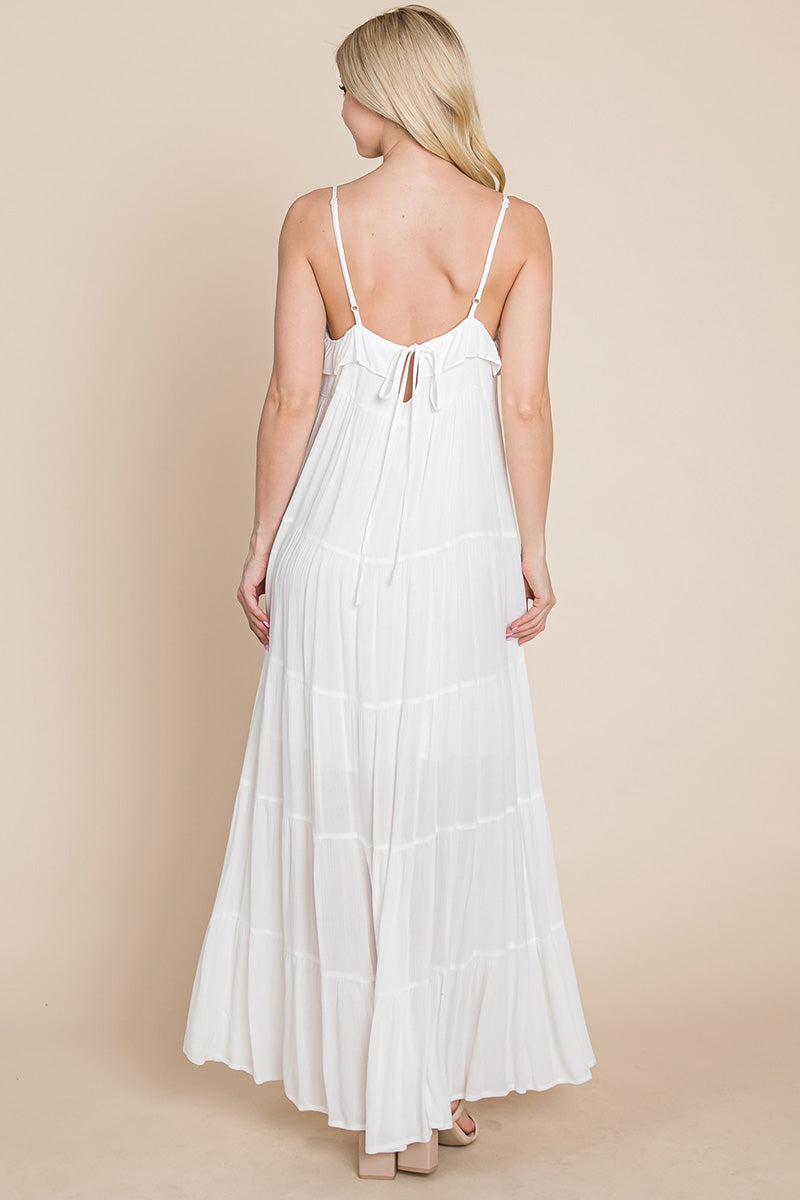 Maxikleid mit Bindeträgern und Stufenrock