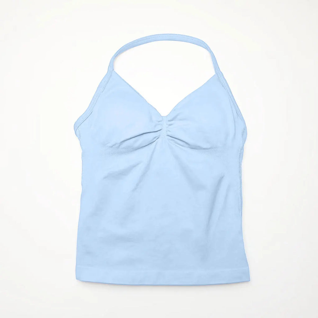 NCLAGEN Impact Longline Strappy Top Sports Yoga Vest Women's Fitness Tank Top Gym Beautiful Open Back Bra Running Workout Halter